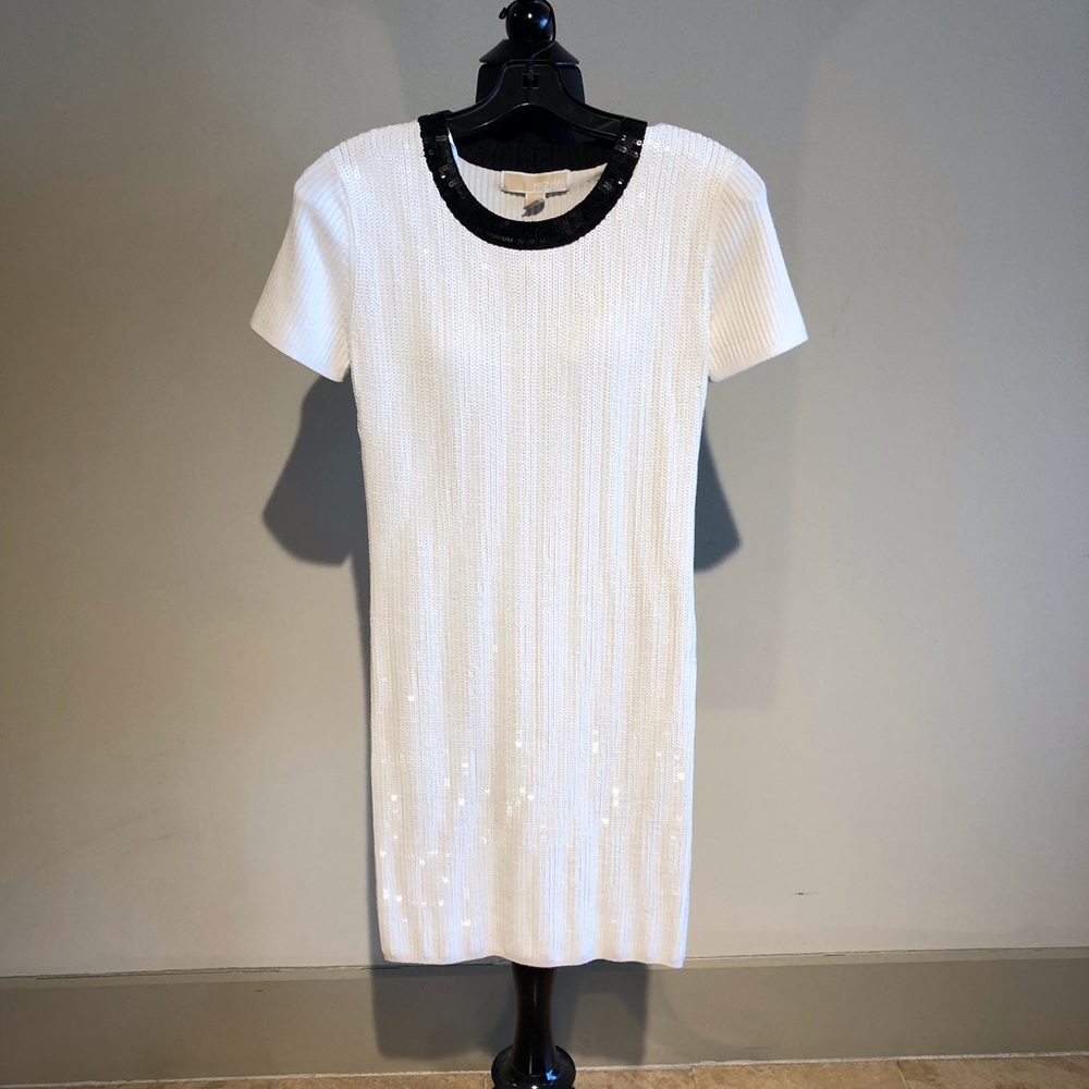Michael Kors White Sequin Sweater Dress